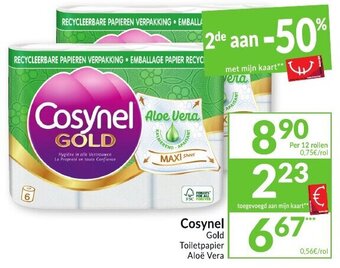 Intermarché Cosynel gold toiletpapier aloe vera aanbieding