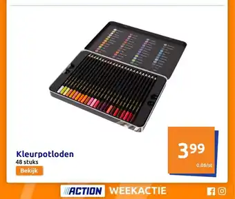 Action Kleurpotloden 48 stuks aanbieding