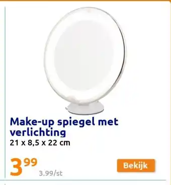 Action Make-up spiegel met verlichting 21 x 8,5 x 22 cm aanbieding