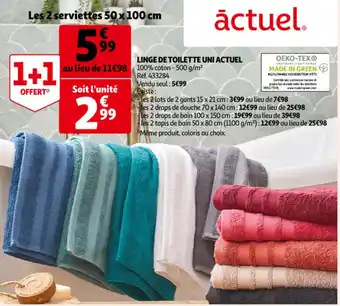 Auchan Linge De Toilette Uni Actuel aanbieding