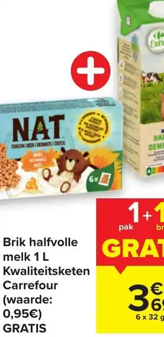 Carrefour Brik halfvolle melk 1 L Kwaliteitsketen Carrefour aanbieding