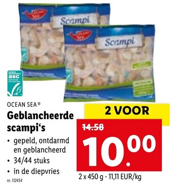 Lidl Ocean Sea Geblancheerde scampi's aanbieding