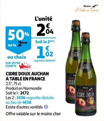 Auchan Cidre Doux Auchan A Table En France aanbieding