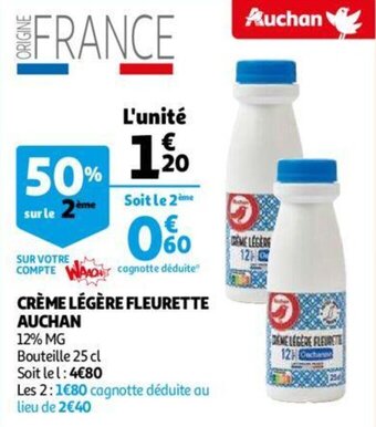 Auchan Creme Legere Fleurette Auchan aanbieding