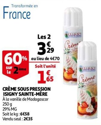 Auchan Creme Sous Pression Isigny Sainte-Mere aanbieding