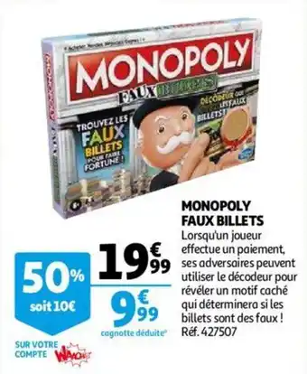 Auchan Monopoly Faux Billets aanbieding