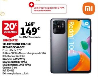 Auchan Smartphone Xiaomi Redmi 10C 64GO aanbieding