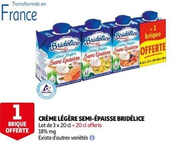 Auchan Creme Legere Semi-Epaisse Bridelice aanbieding