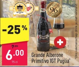 ALDI Grande alberone primitivo IGT puglia 75cl aanbieding