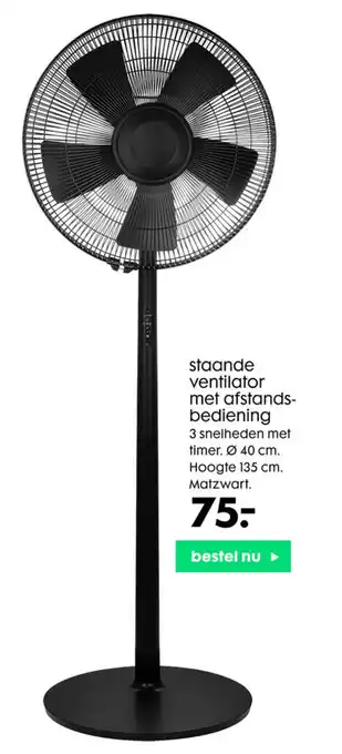 Staande ventilator met afstands bediening