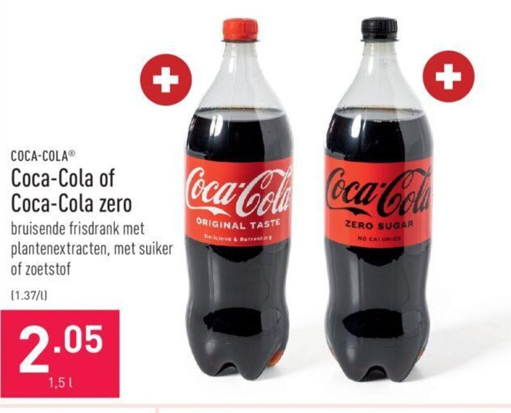 CocaCola of CocaCola zero 1.5 liter promotie bij ALDI