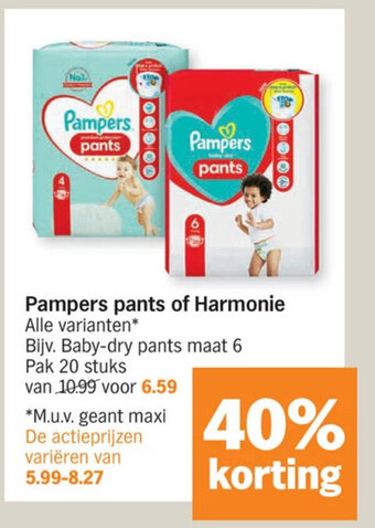 Albert Heijn Pampers pants of Harmonie aanbieding