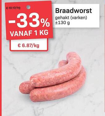 Buurtslagers Braadworst aanbieding