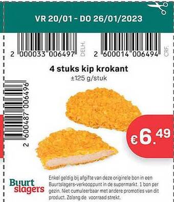 Buurtslagers Kip krokant aanbieding