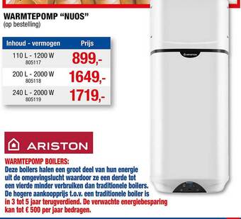 Hubo Warmtepomp nuos aanbieding
