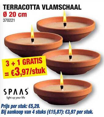 Hubo Terracotta vlamschaal aanbieding