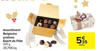 Carrefour Assortiment belgische pralines esprit de fête aanbieding