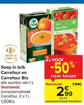 Carrefour Soep in brik aanbieding
