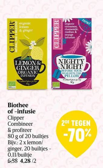 Delhaize Biothee of infusie clipper aanbieding