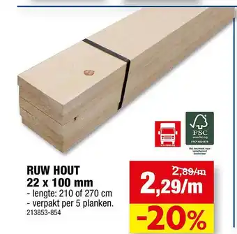 Hubo Ruw hout aanbieding