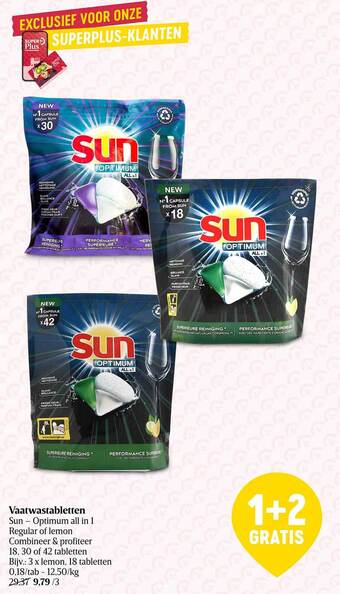 Delhaize Vaatwastabletten sun aanbieding
