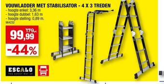 Hubo Vouwladder met stabilisator 4 x 3 treden aanbieding