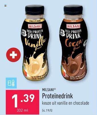 ALDI Milsani proteïnedrink aanbieding