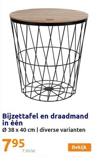 Action Bijzettafel en draadmand in één aanbieding