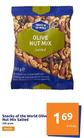 Action Snacks of the world olive nut mix salted aanbieding