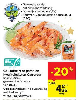 Carrefour Gekookte roze garnalen aanbieding