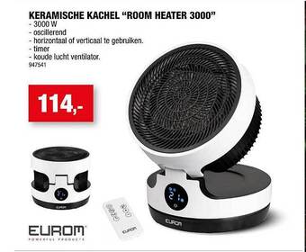 Hubo Eurom keramische kachel room heater 3000 aanbieding