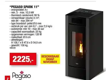 Hubo Pelletkachel pegaso spark 11 aanbieding