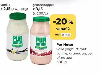 Bio Planet Pur natur yoghurt met vanille, granaatappel of natuur aanbieding