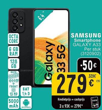 Cora Samsung smartphone galaxy a33 aanbieding