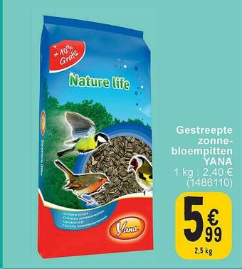 Cora Gestreepte zonnebloempitten yana aanbieding