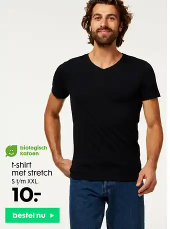 HEMA T-shirt met stretch aanbieding