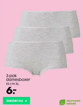 HEMA 3-pak damesboxer XS t/m XL aanbieding