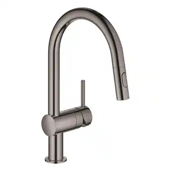 Grohe minta 1-gats keukenkraan met draaibare c-uitloop en uittrekbare dual spray hard graphite