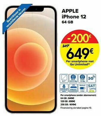 Carrefour Apple iphone 12 64 gb aanbieding