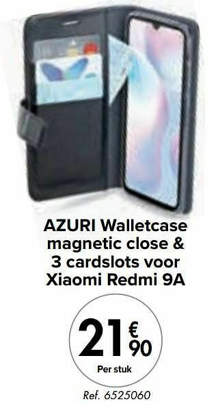 Azuri walletcase magnetic close + 3 cardslots voor xiaomi redmi 9a
