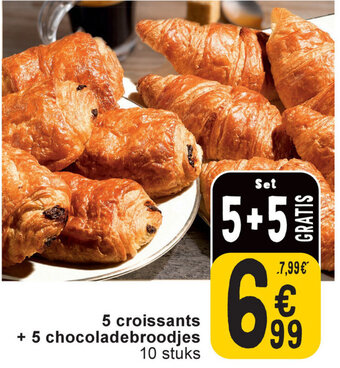 Cora 5 croissants + 5 chocoladebroodjes aanbieding