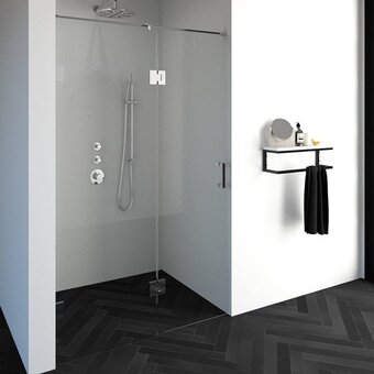 Sawiday Saniclass create douchedeur 130x200cm 2-delig profielloos met antikalk en 8mm veiligheidsglas chroom glans aanbieding