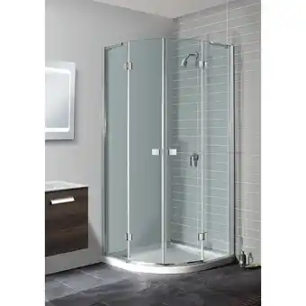 Sawiday Crosswater design new douchecabine kwartrond 90x90x195cm 2 draaideuren zilver profiel helder glas aanbieding