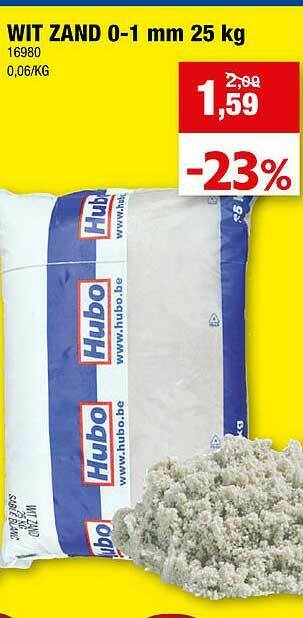 Hubo Wit Zand 0-1 Mm 25 Kg aanbieding