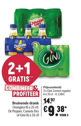 Bruisende Drank Orangina, Dr Pepper, Canada Dry Of Gini