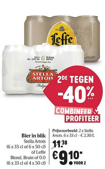 Delhaize Bier In Blik Stella Artois Of Leffe aanbieding
