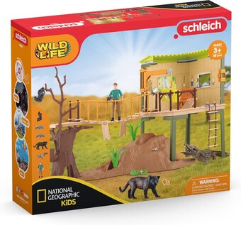 Bol.com Schleich wild life - het avonturenstation - kinderspeelgoed - wilde dieren uit de jungle - 68 onderdelen, 5 dieren aanbieding