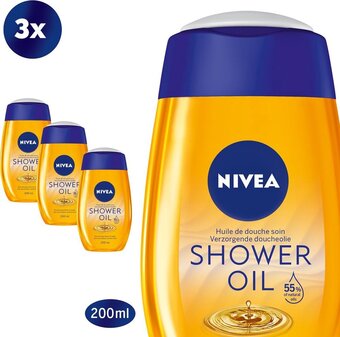 Bol.com Nivea natural oil doucheolie - 3 x 200 ml - voordeelpakking aanbieding
