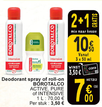 Cora Borotalco Deodorant spray of roll-on aanbieding