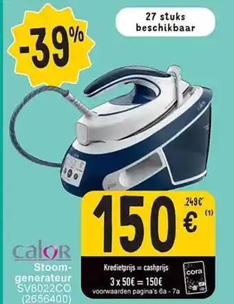 Cora Calor stoomgenerateur aanbieding
